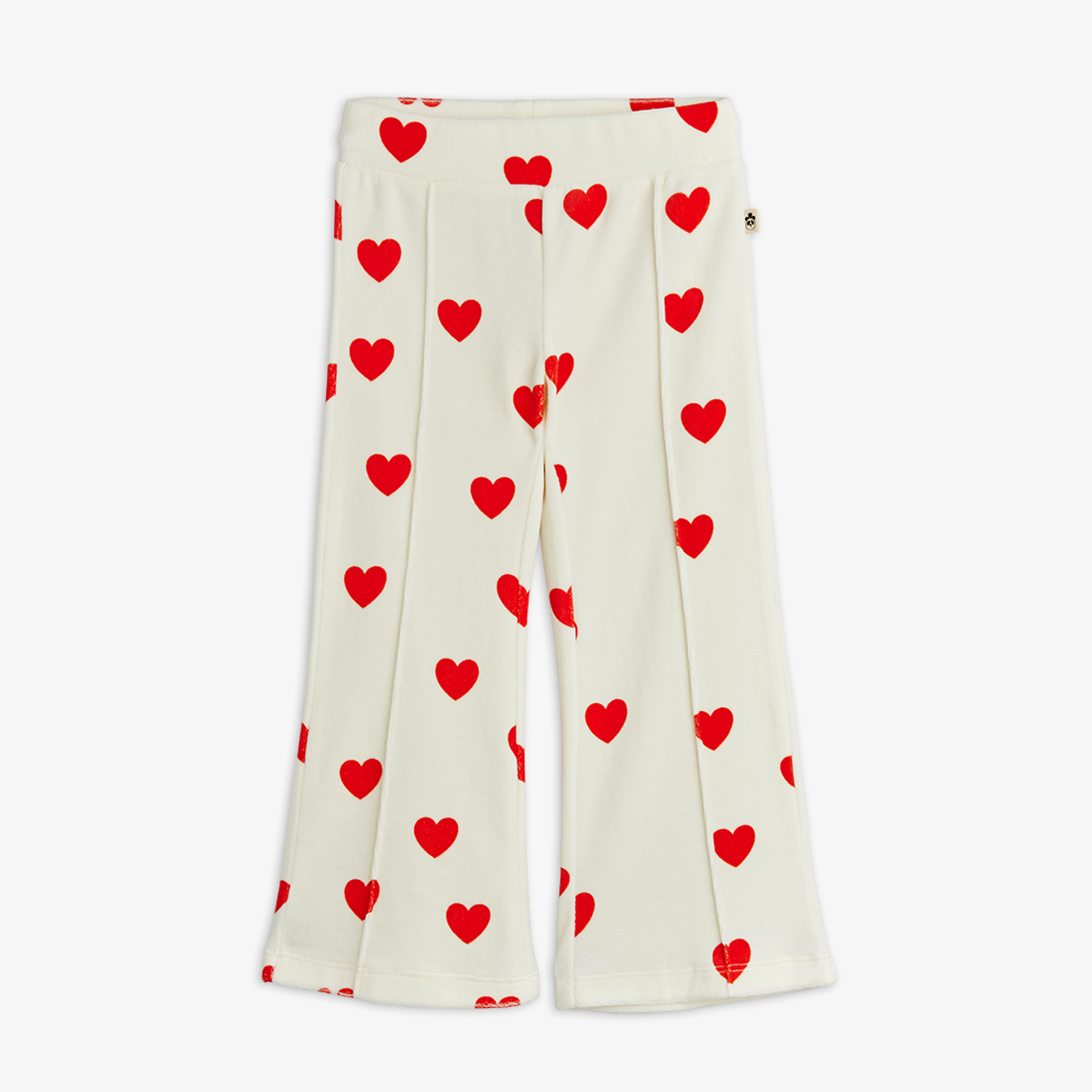Hearts Velour Trousers White | Mini Rodini