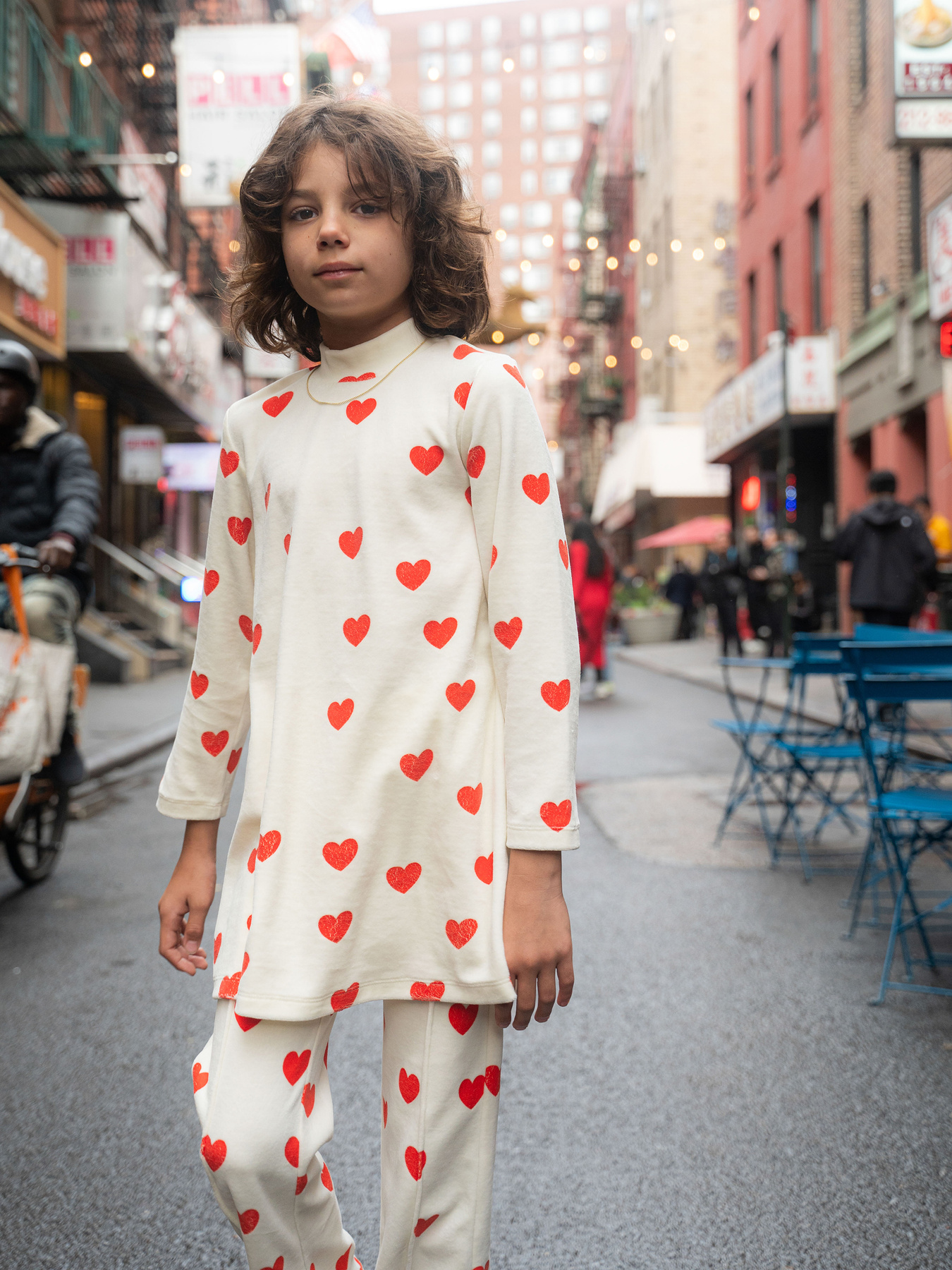 Hearts Velour Dress White | Mini Rodini