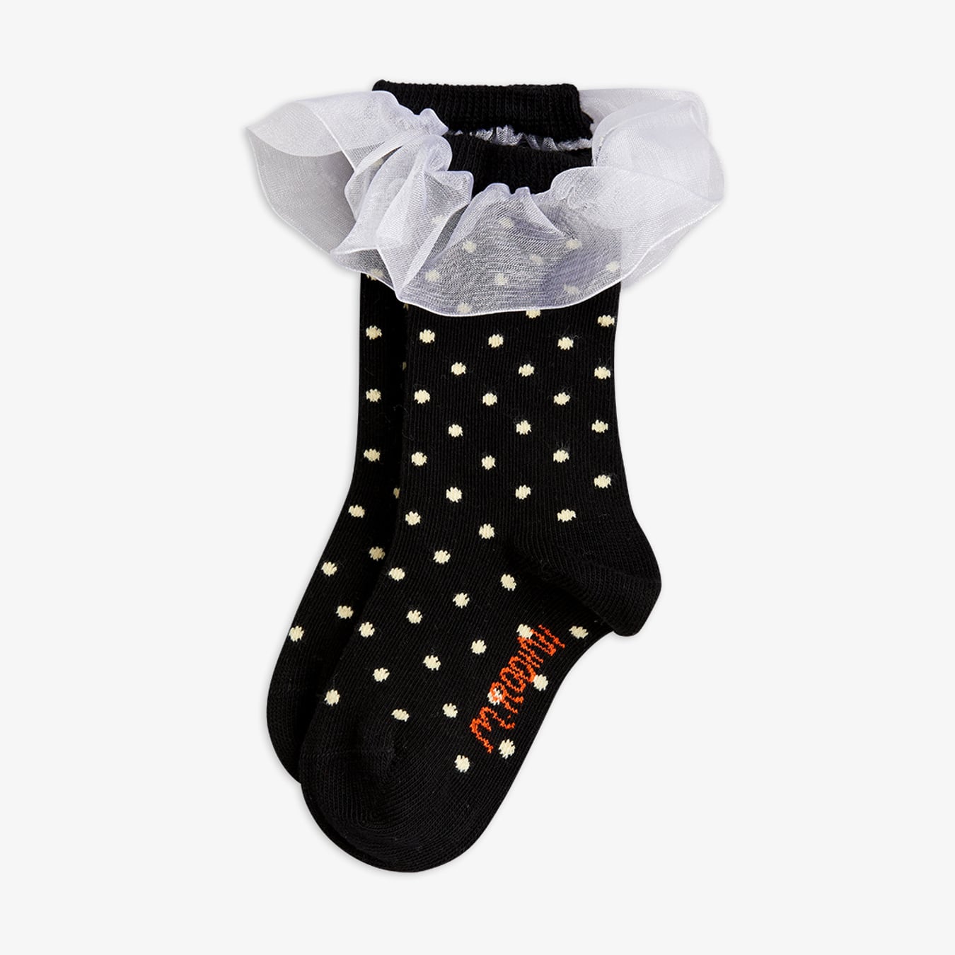 Polka Dot Frill Socks Black