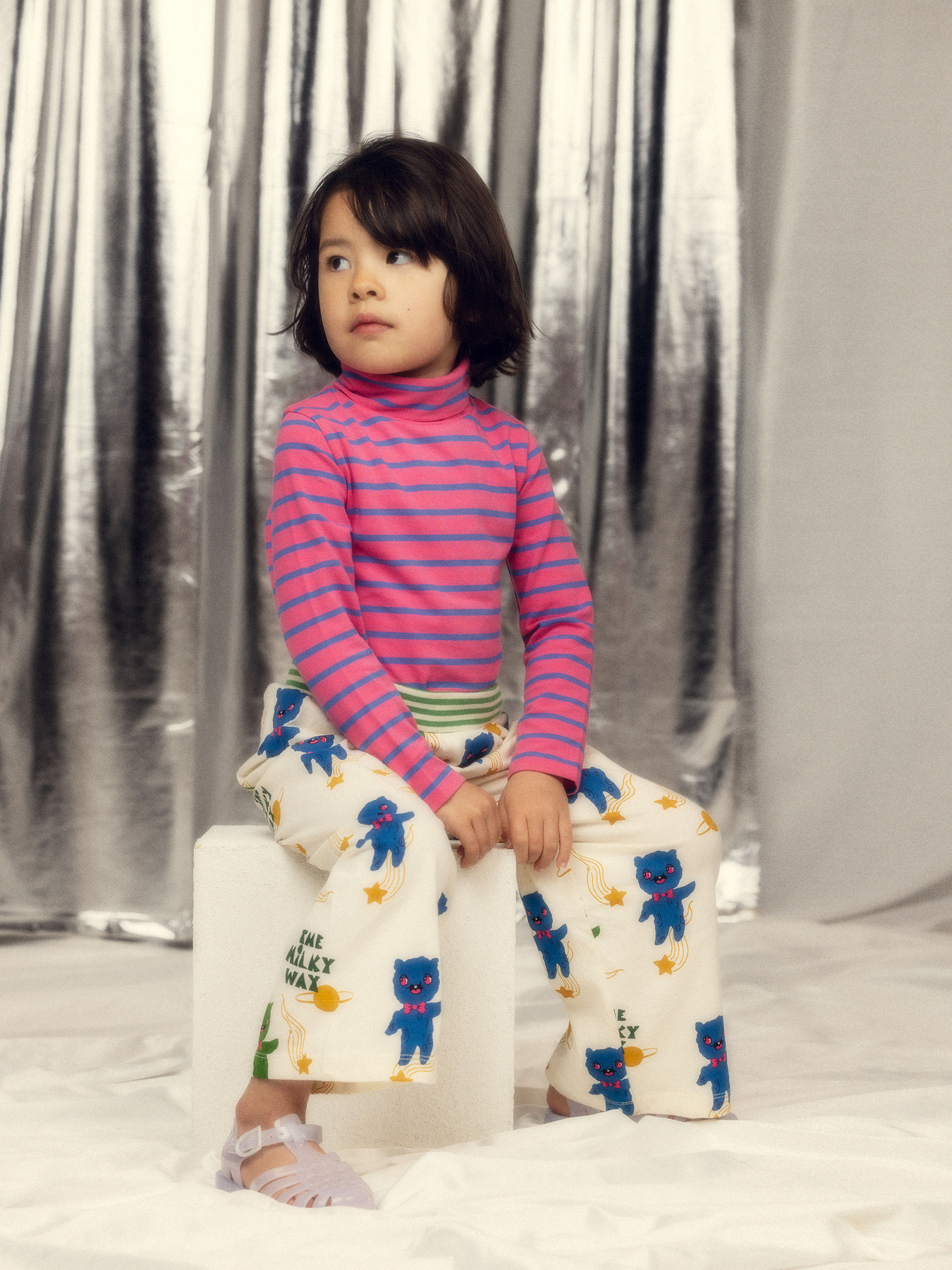 MINI RODINI 花柄タートルネック 92/98 Stripe Turtleneck Top Pink | Mini Rodini | Mini Rodini