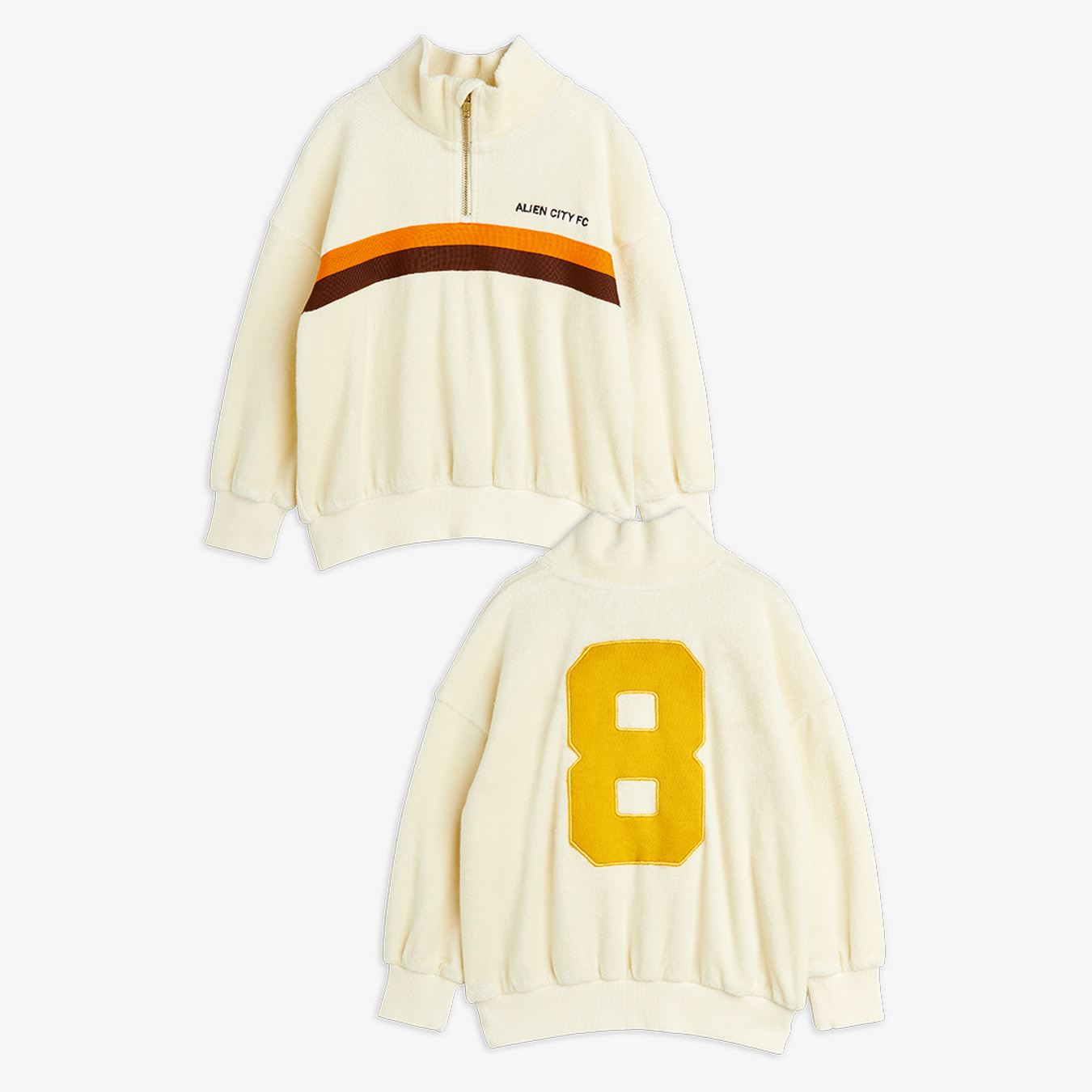 Alien City FC Half Zip Sweatshirt Offwhite | Mini Rodini