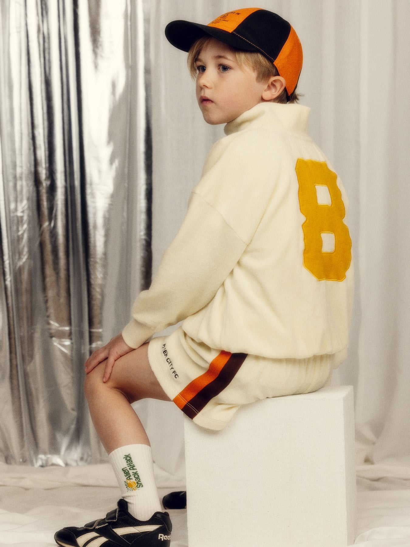 Mini Rodini×コラボ　サボテン柄　セットアップ Alien City FC Half Zip Sweatshirt Offwhite | Mini Rodini