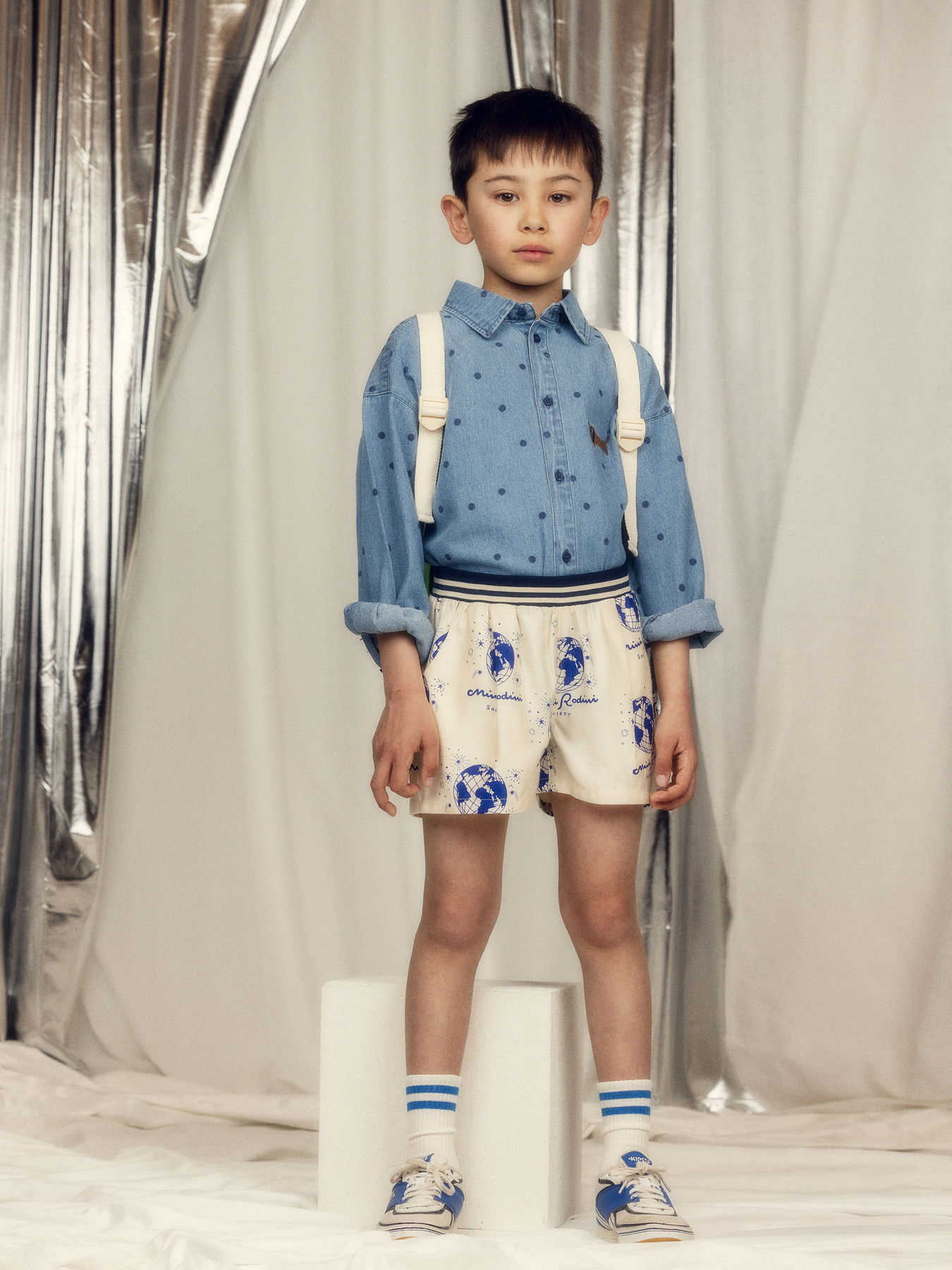 MINI RODINI 料理柄 長ズボン 128cm Society Woven Shorts White | Mini Rodini