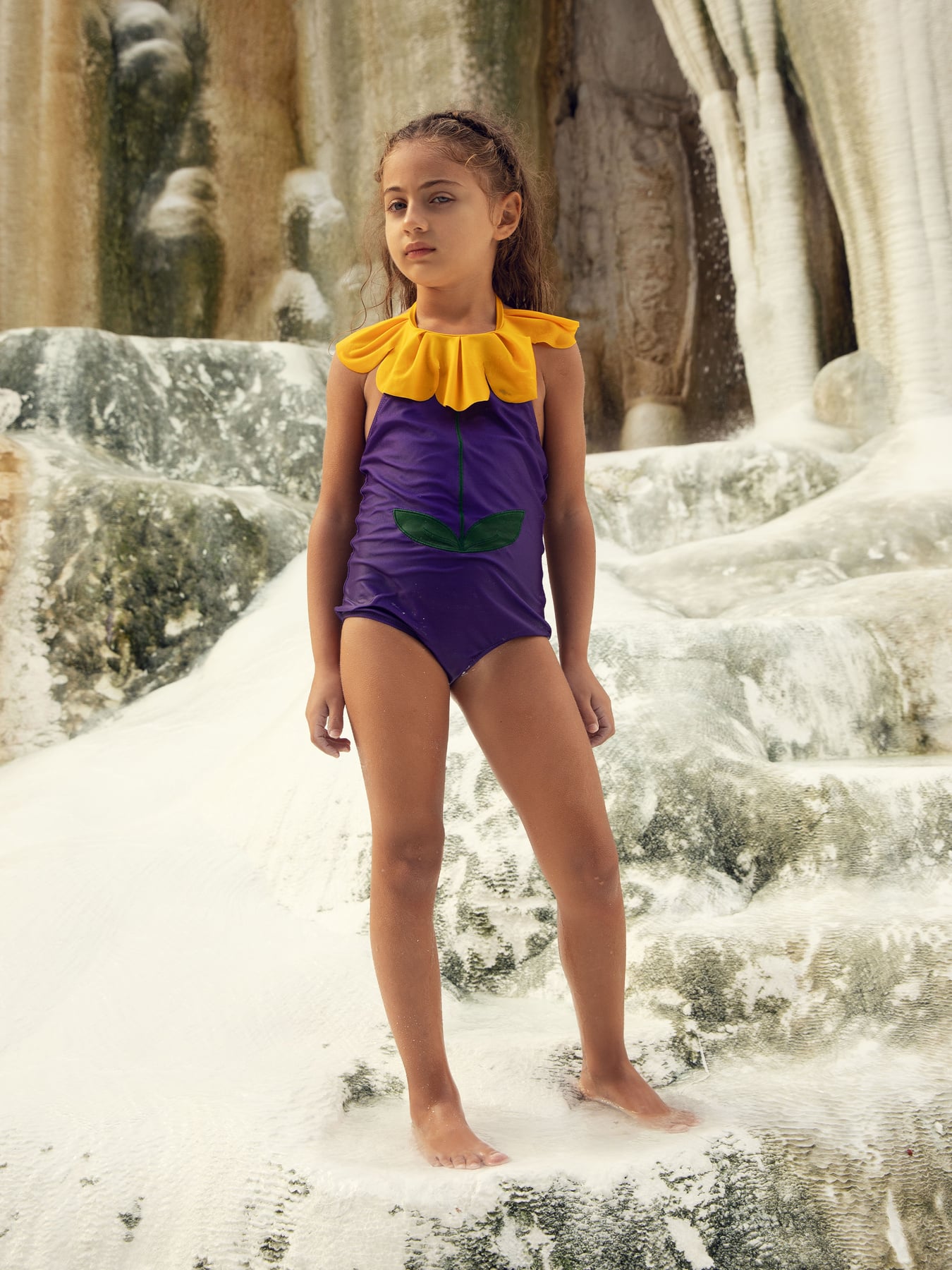 Flower Halterneck Swimsuit Purple | Mini Rodini
