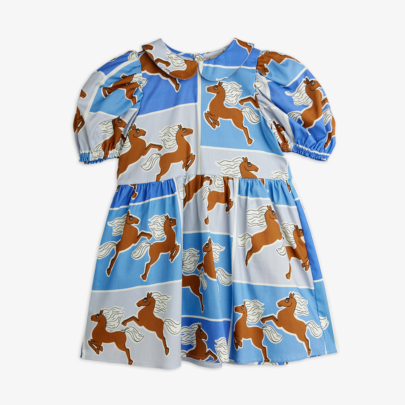 Horse Print Woven Dress Blue | Mini Rodini