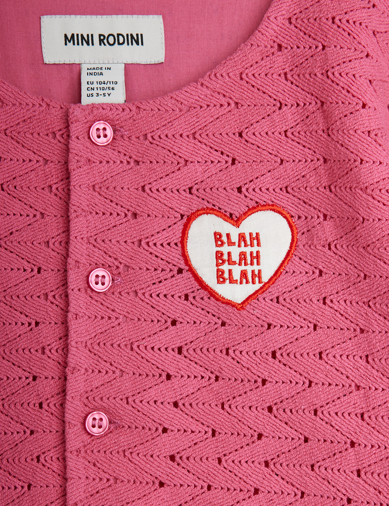 Lace Patch Cardigan Pink | Mini Rodini