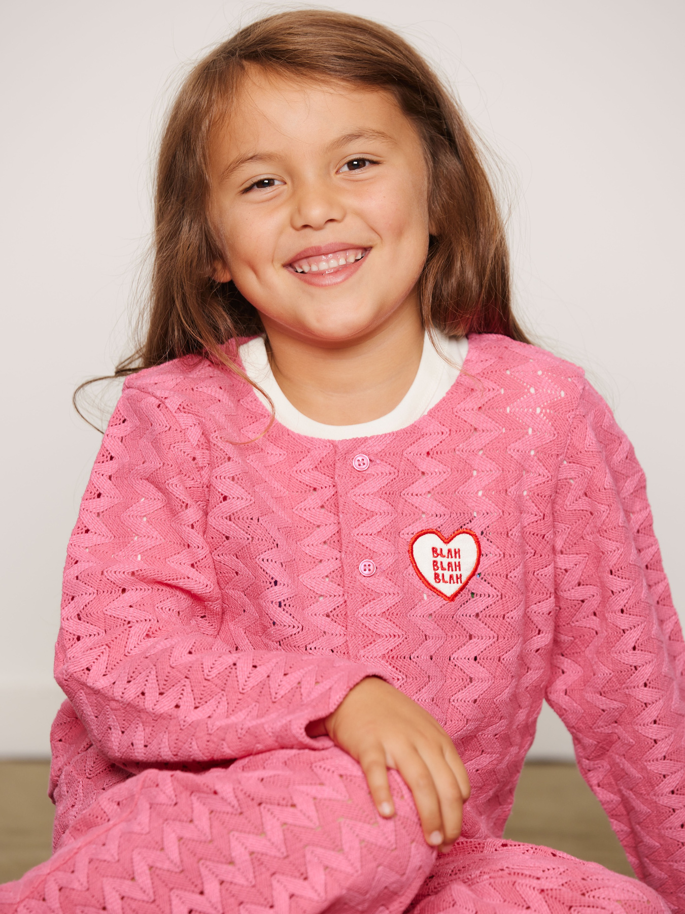 Lace Patch Cardigan Pink | Mini Rodini