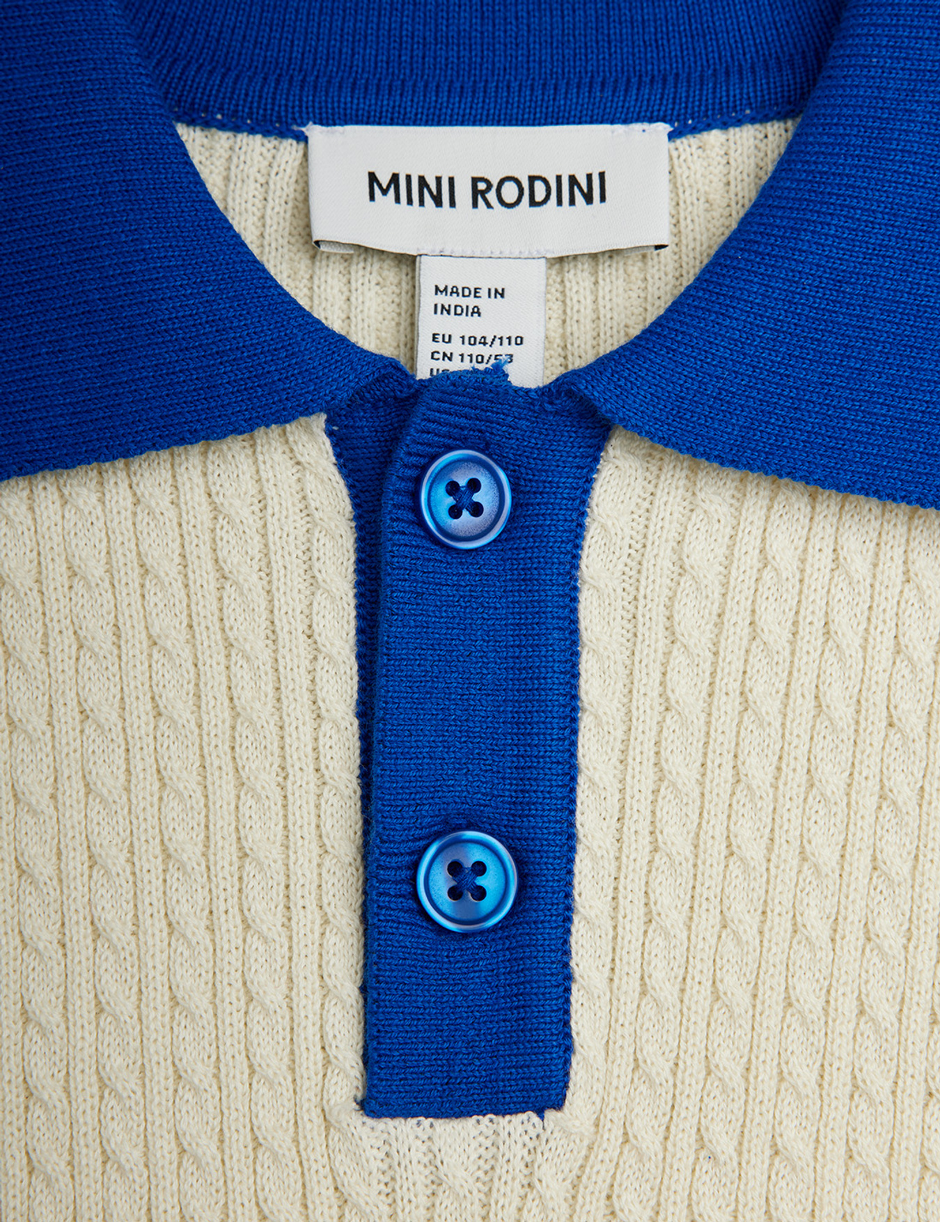 Cable Knit Polo Shirt Offwhite | Mini Rodini