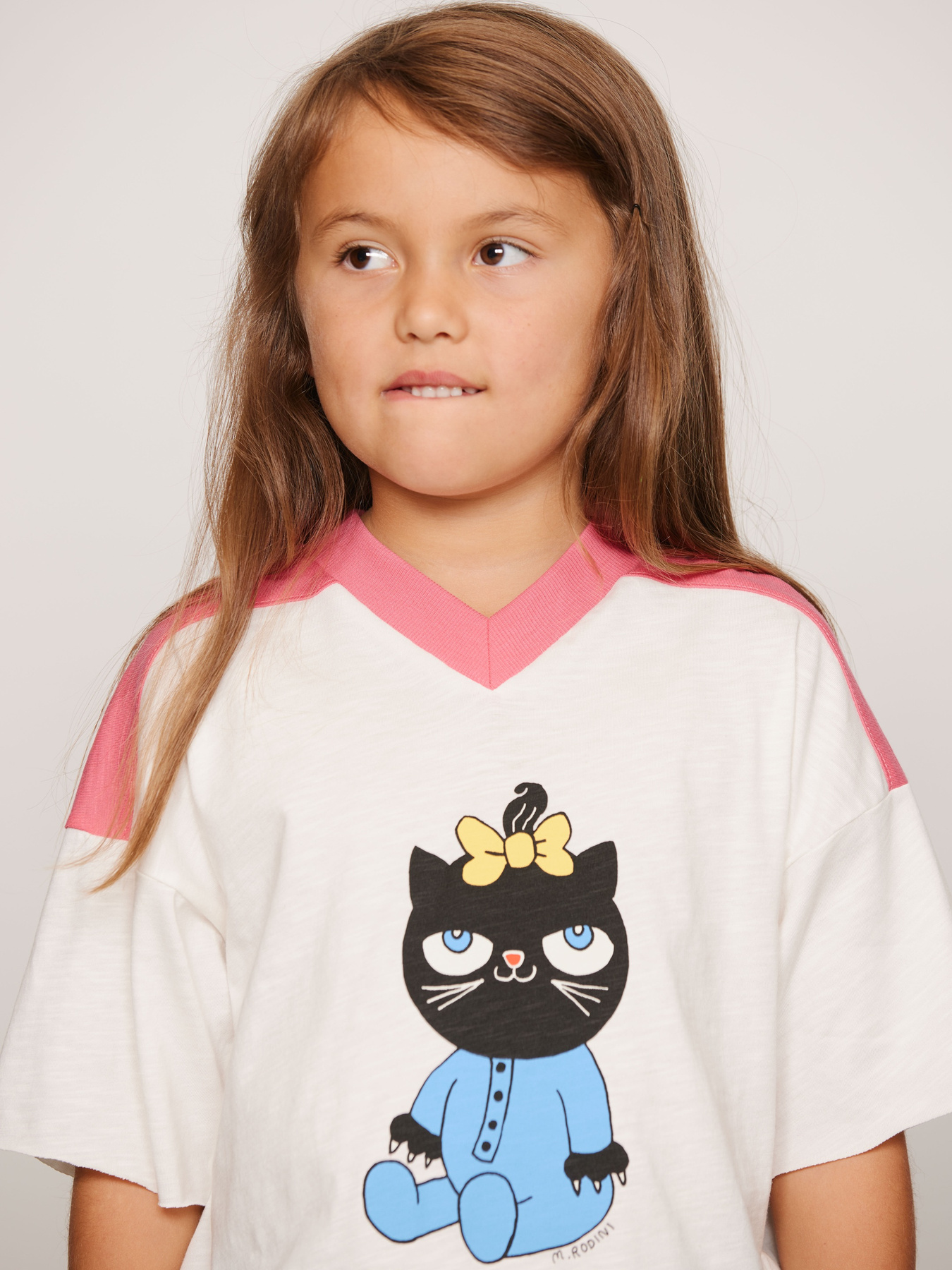 Cat V-Neck T-Shirt Pink | Mini Rodini