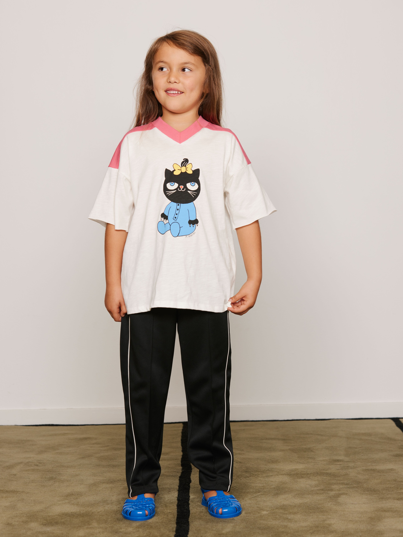 Cat V-Neck T-Shirt Pink | Mini Rodini