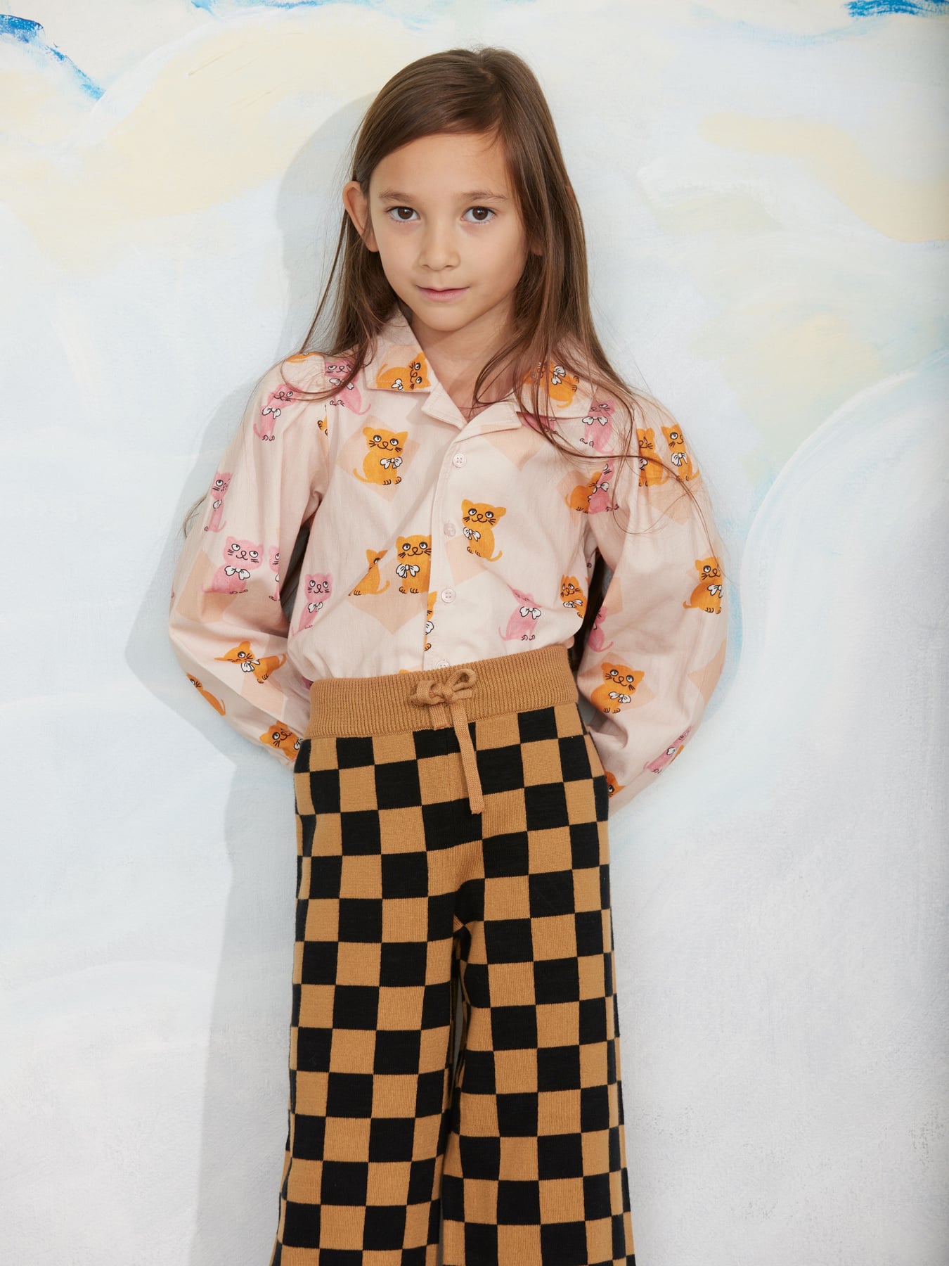 Chess check knitted trouser Brown | Mini Rodini