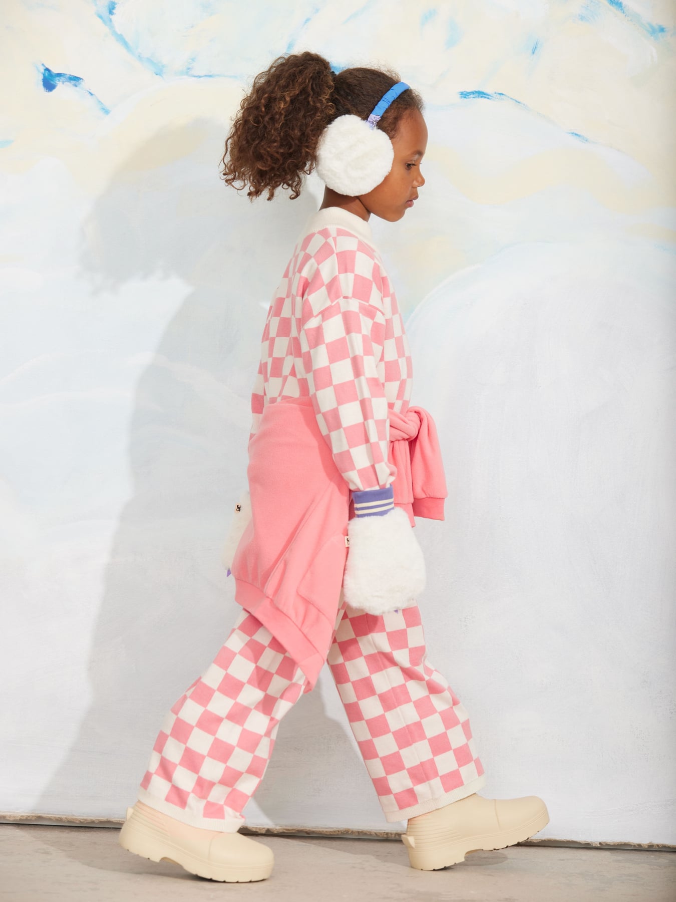 Chess check knitted trouser Brown | Mini Rodini | Mini Rodini