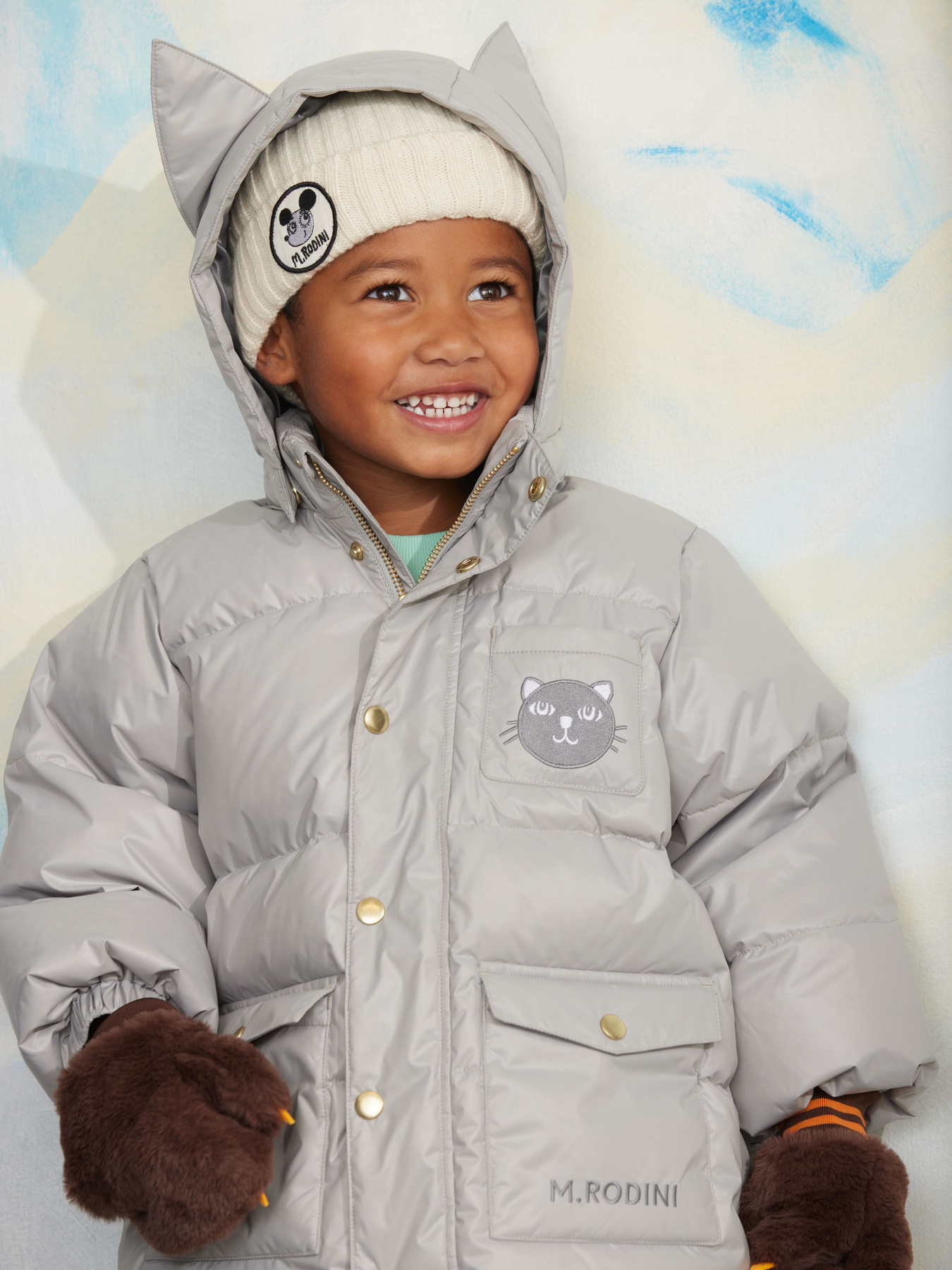 Cat ears heavy puffer Grey | Mini Rodini