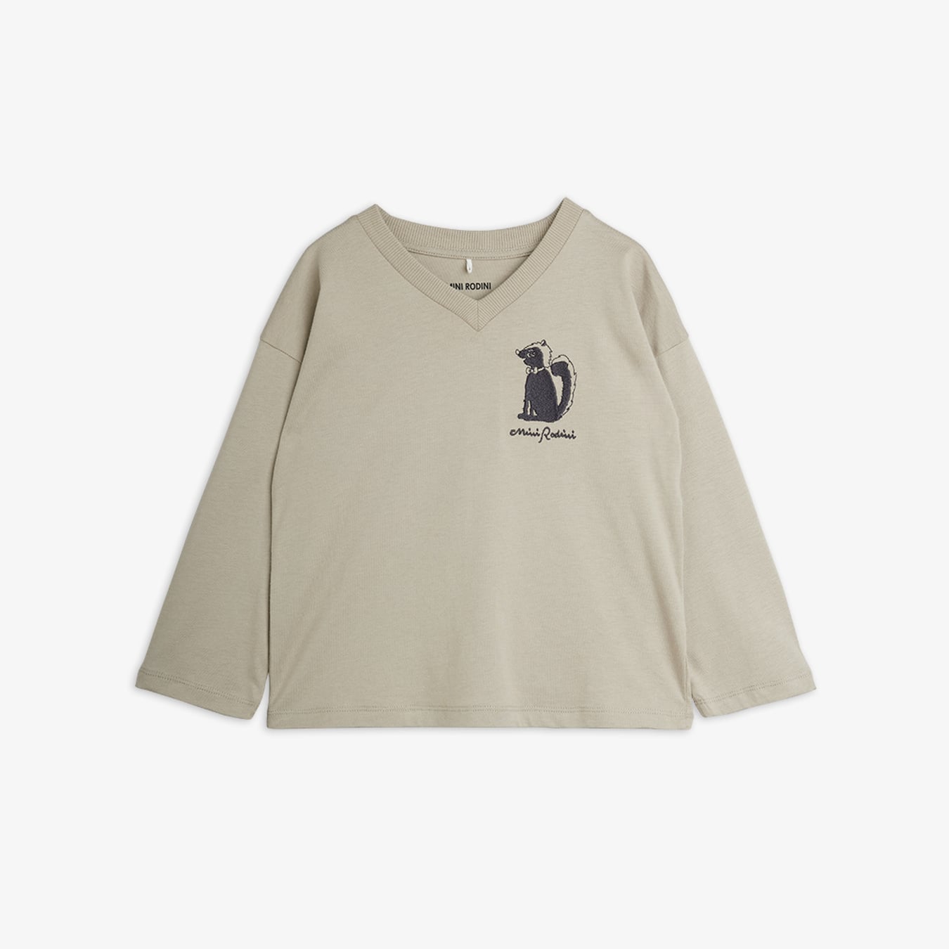 Skunk embroidered long sleeved top Grey | Mini Rodini | Mini Rodini
