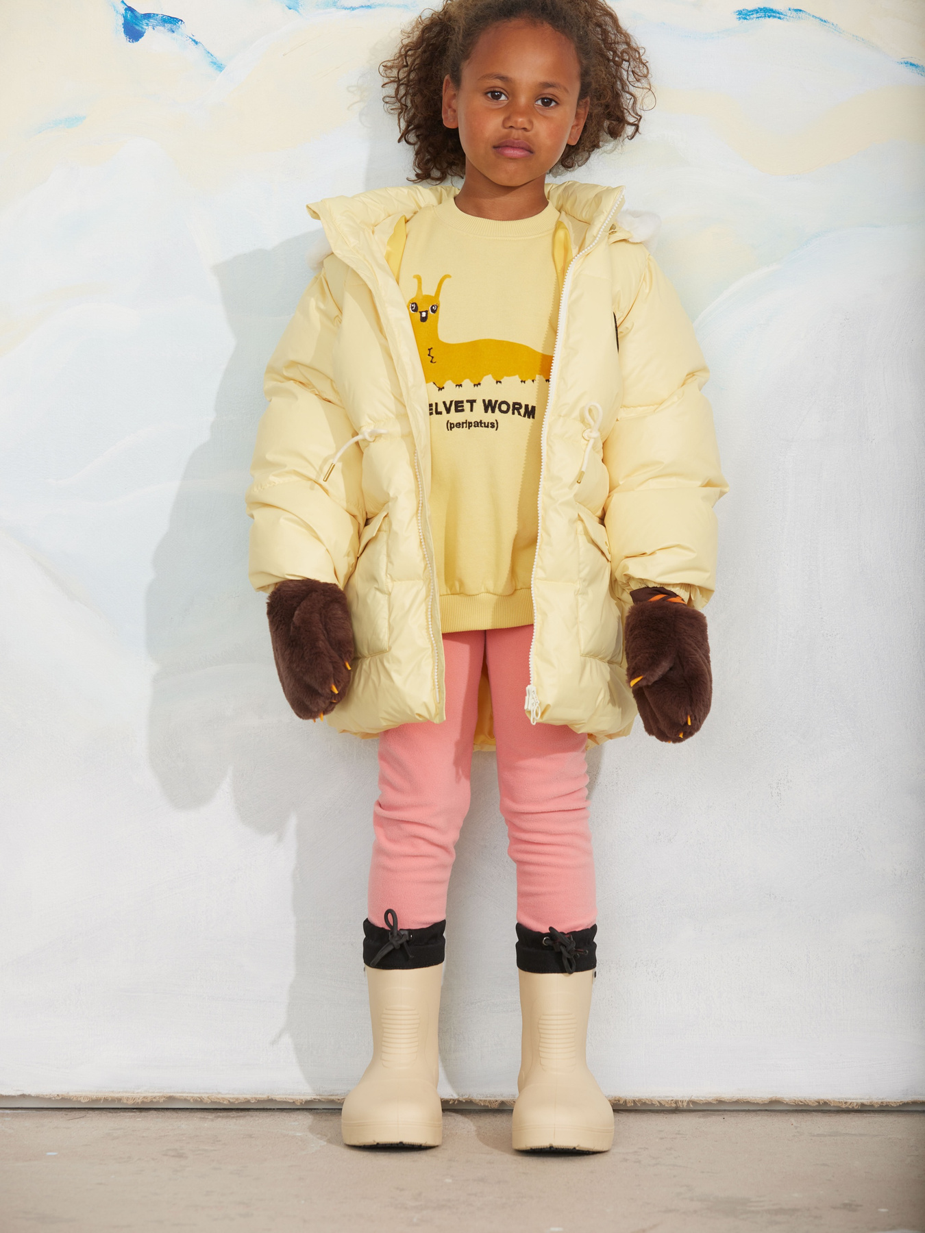 Velvet worm sweatshirt Yellow | Mini Rodini