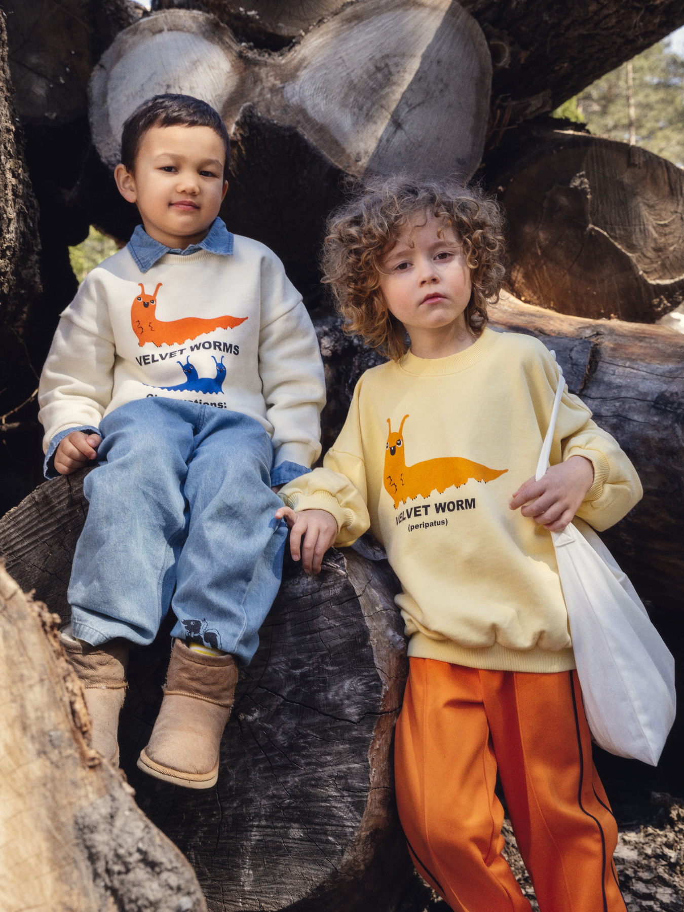 Velvet worm sweatshirt Yellow | Mini Rodini