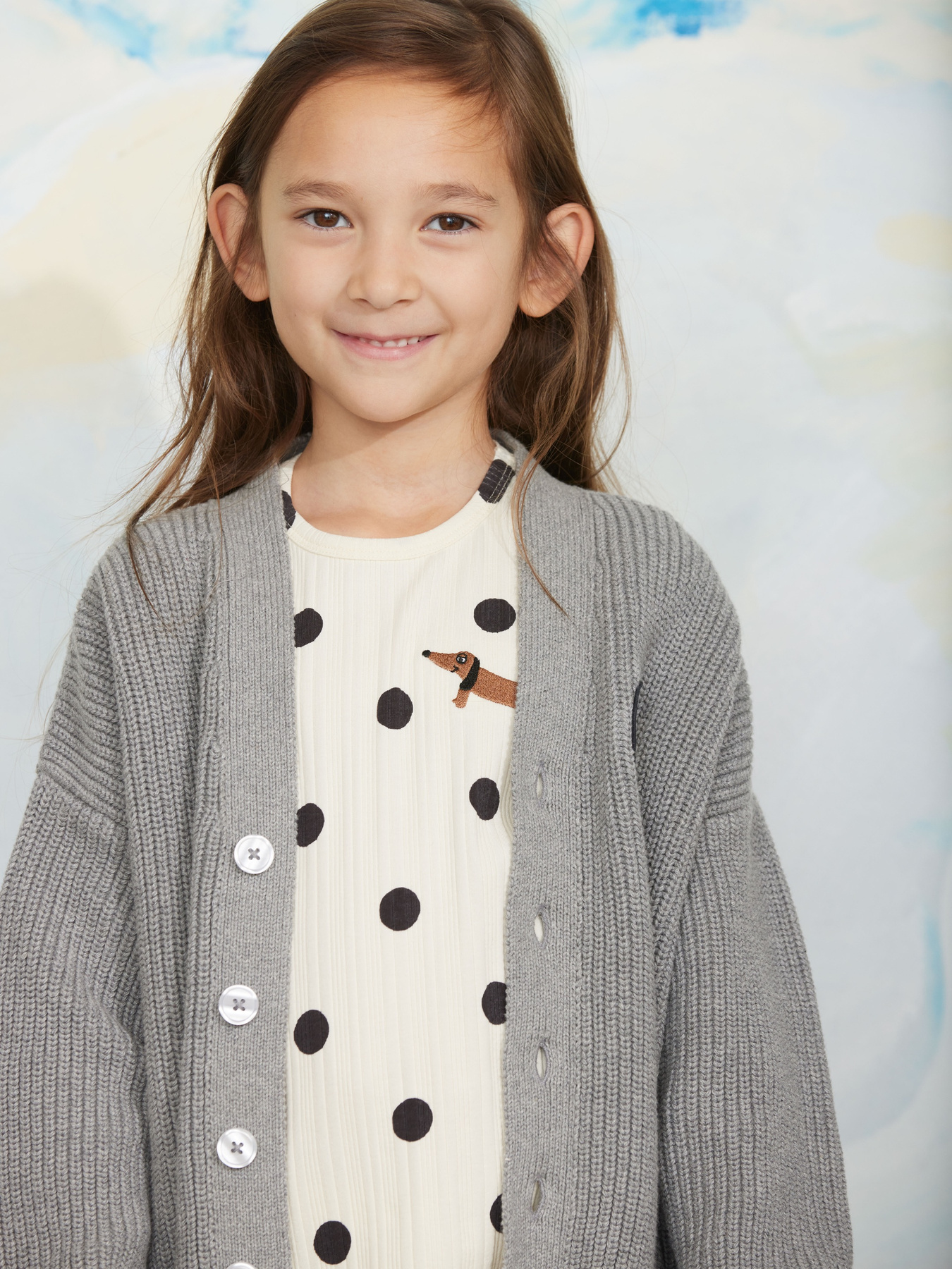 Ritzratz patch knitted cardigan Grey Melange | Mini Rodini