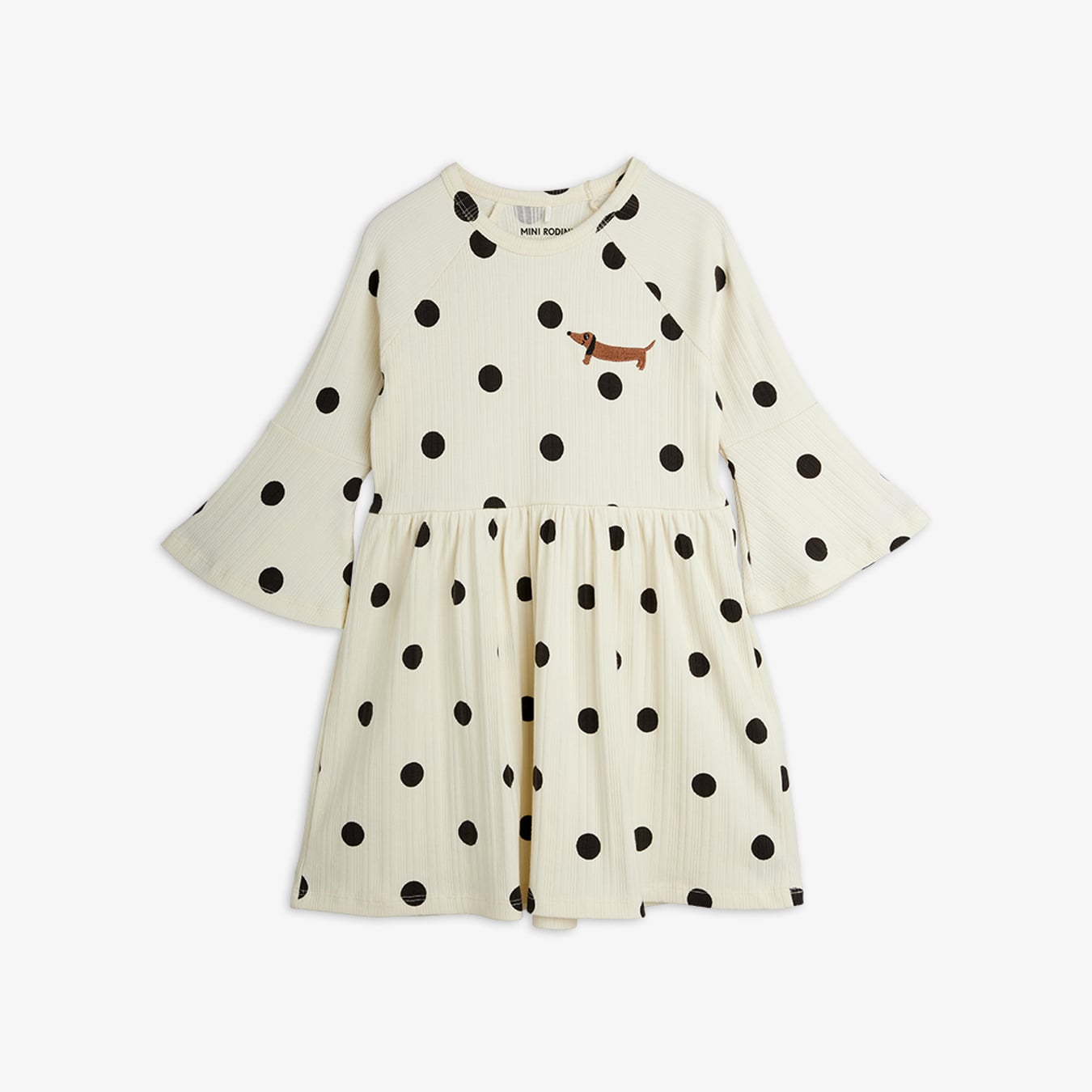 Dots dog trumpet sleeve dress