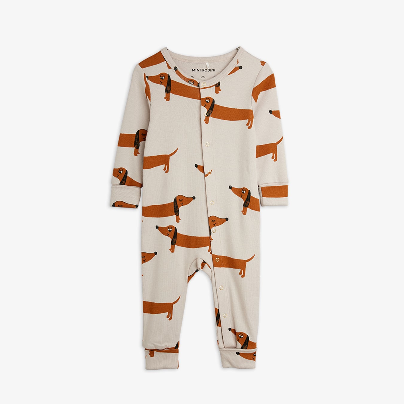 Dog baby jumpsuit Grey | Mini Rodini