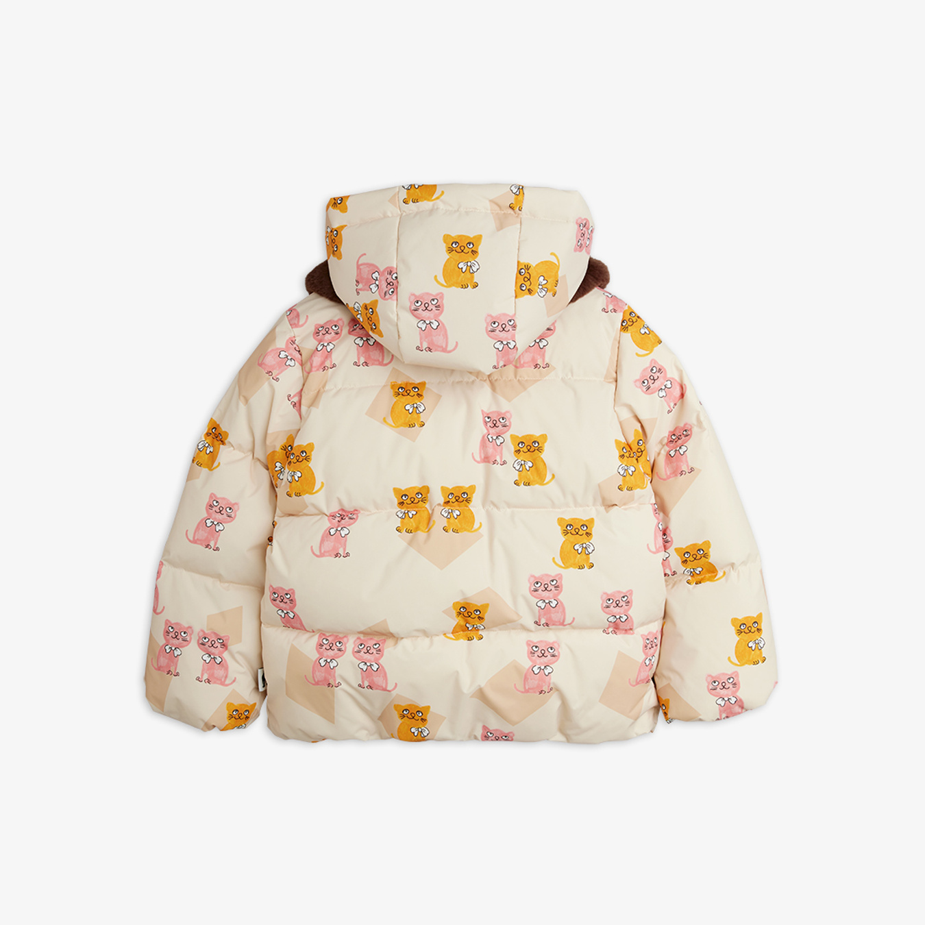 mini rodiniレモン柄中綿コート 92-98センチ Kittens faux fur collar puffer jacket Multi | Mini Rodini