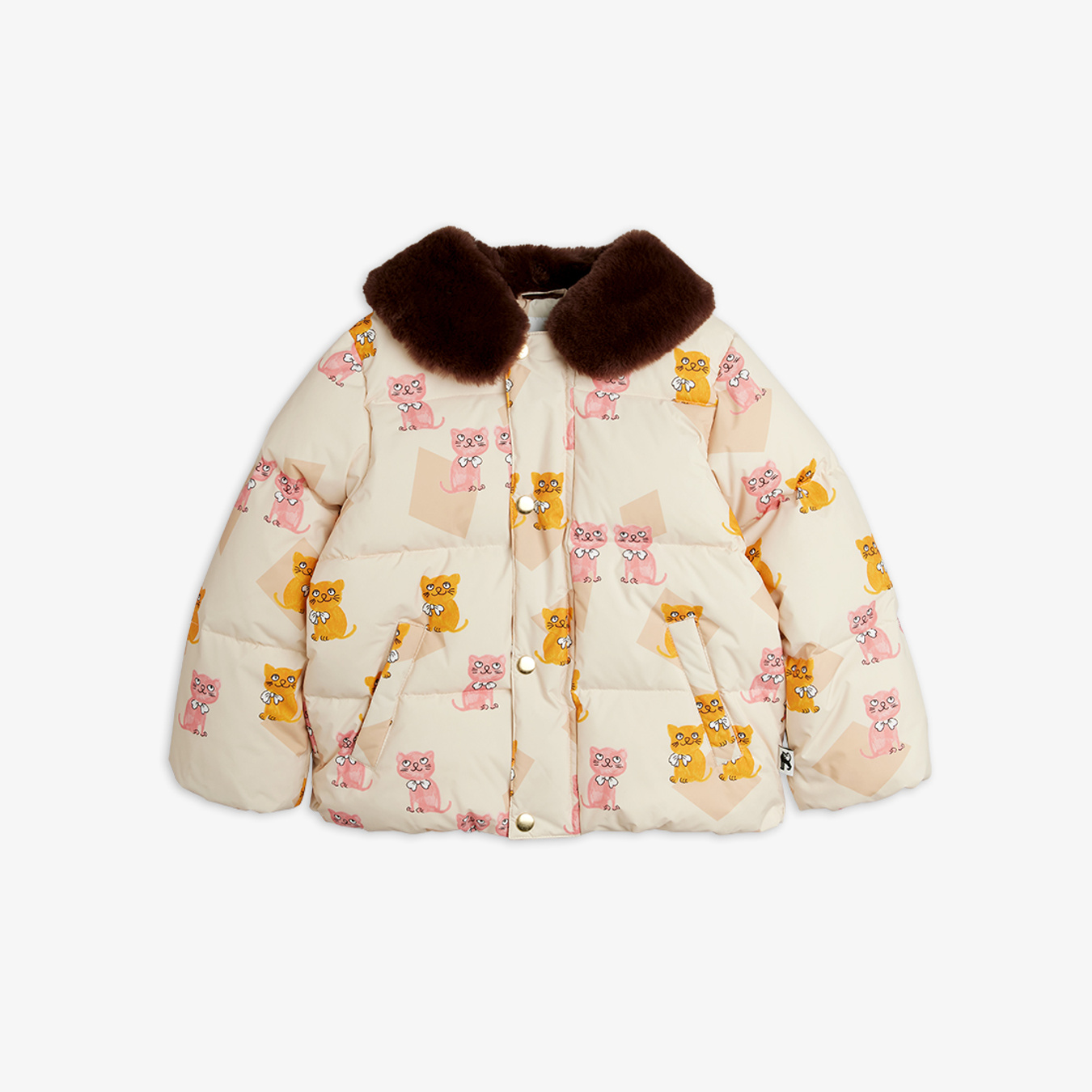 【新品】mini rodini ブルゾン ピンク128/134 Kittens faux fur collar puffer jacket Multi | Mini Rodini