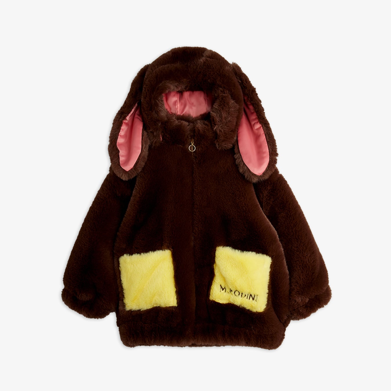 Rabbit ears faux fur jacket Brown | Mini Rodini
