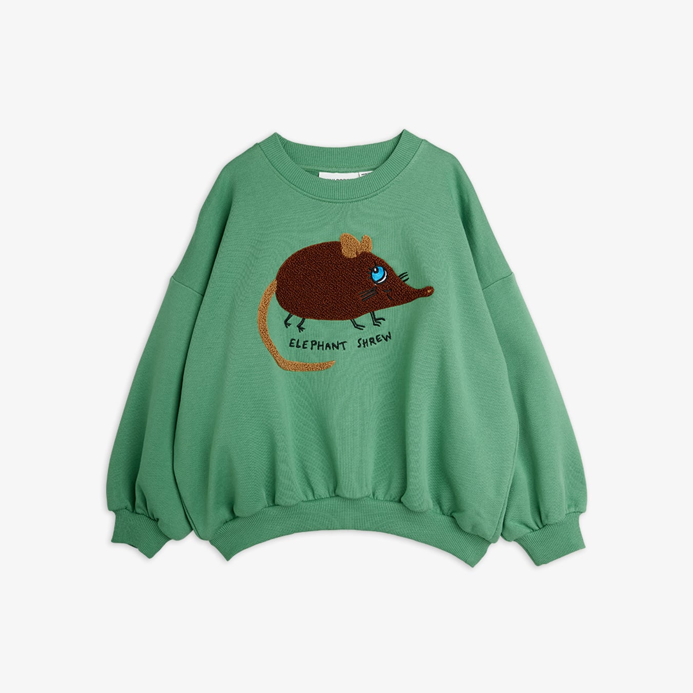 Elephant shrew chenille sweatshirt Green | Mini Rodini