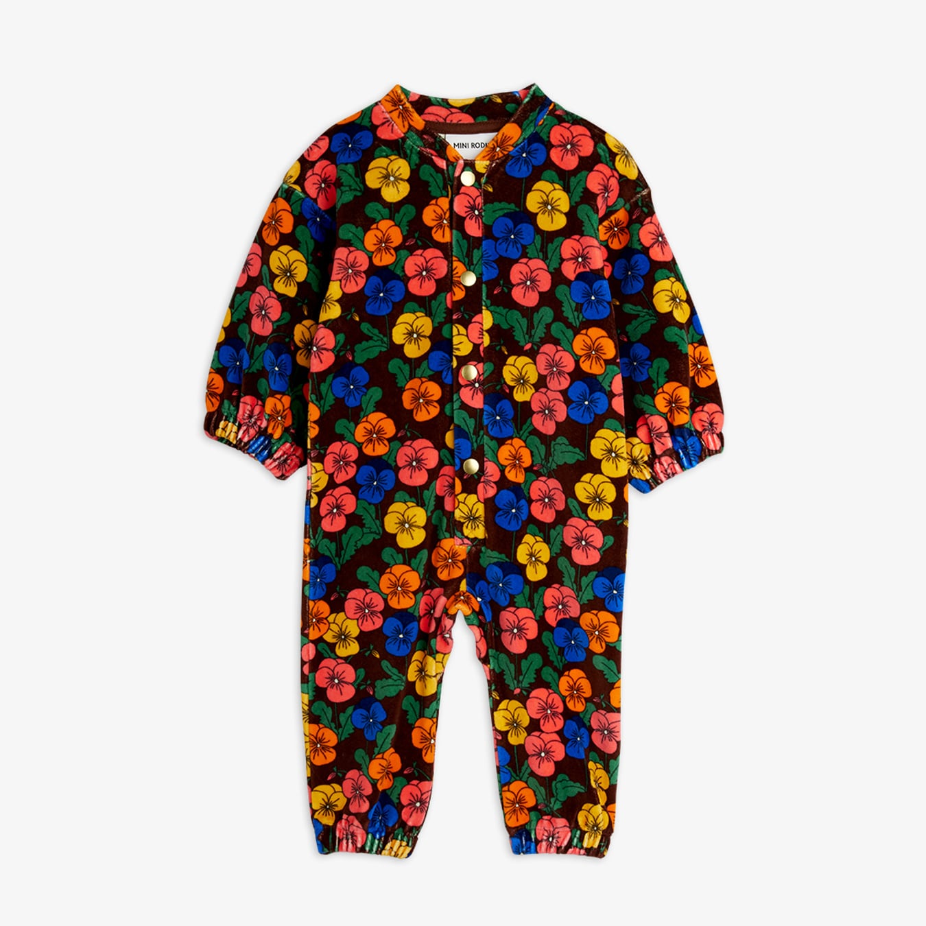 Violas velour baby onesie Multi | Mini Rodini