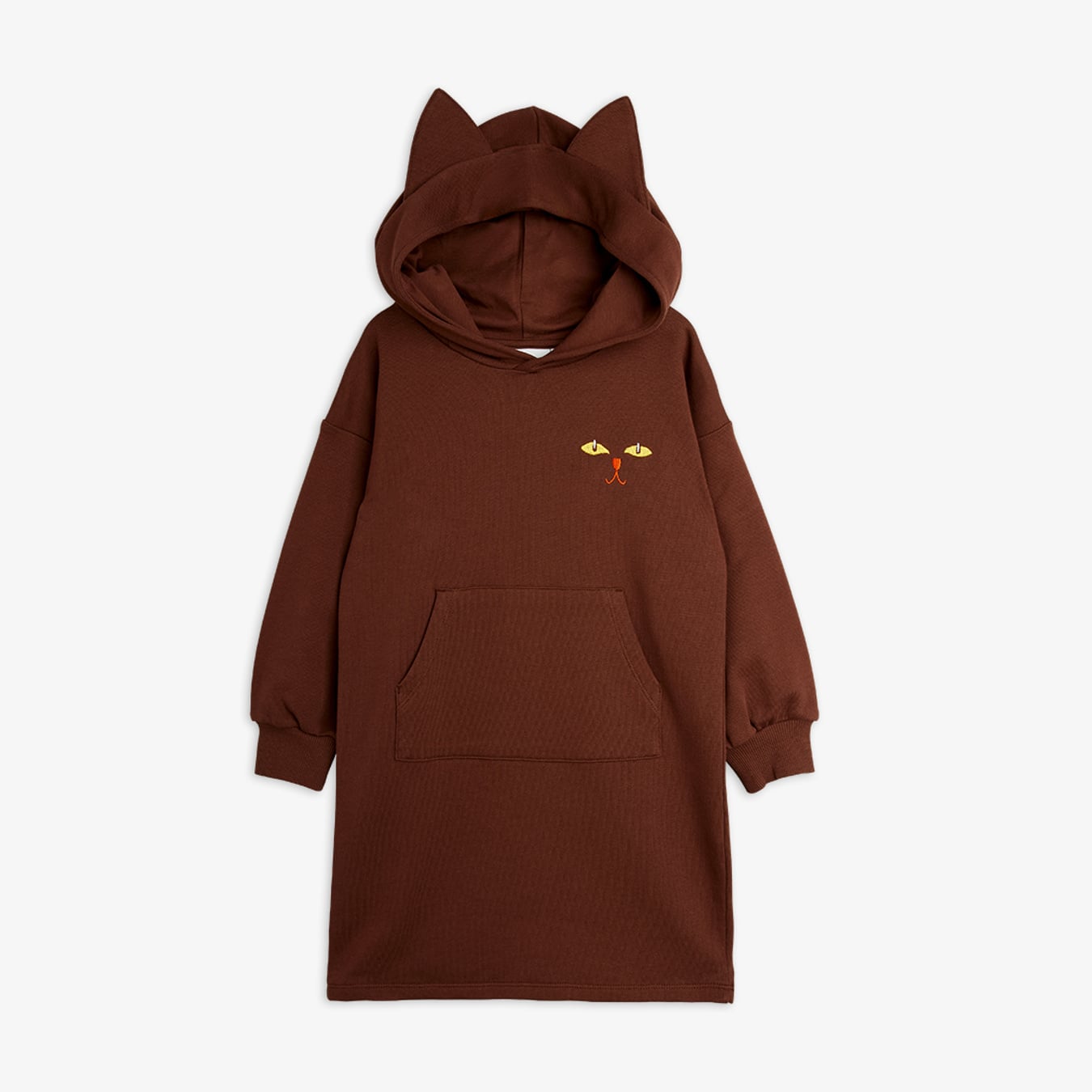 Cat ears sweatshirt dress Brown | Mini Rodini